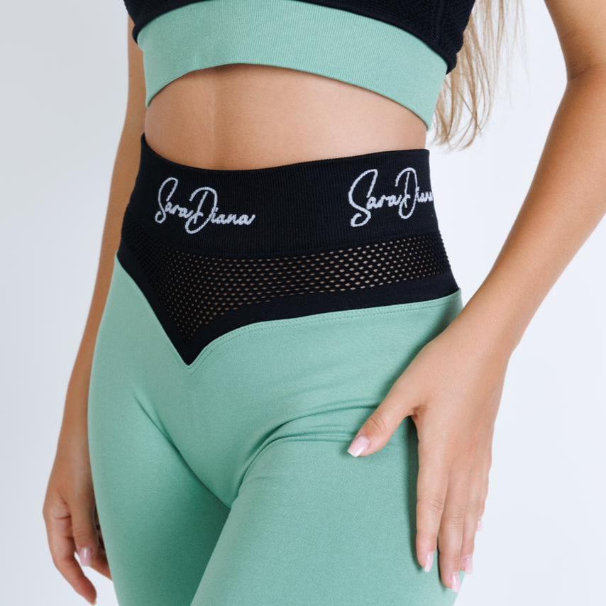 Secret Bra + Leggings SET Green - Mesh-Waist